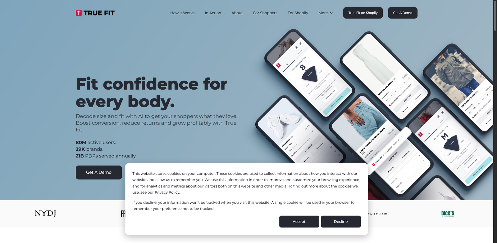 TrueFit AI homepage