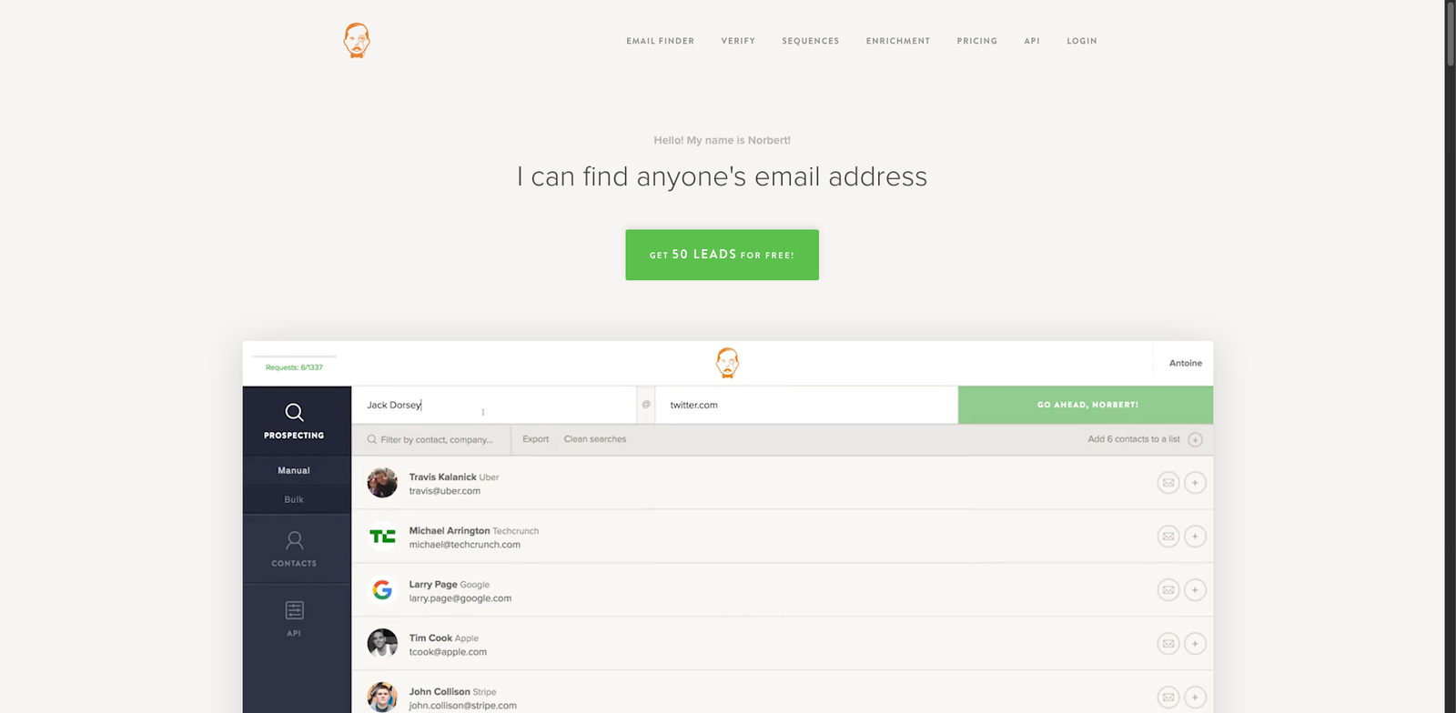 VoilaNorbert Enrich homepage