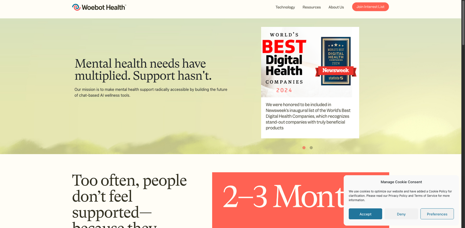 Woebot homepage