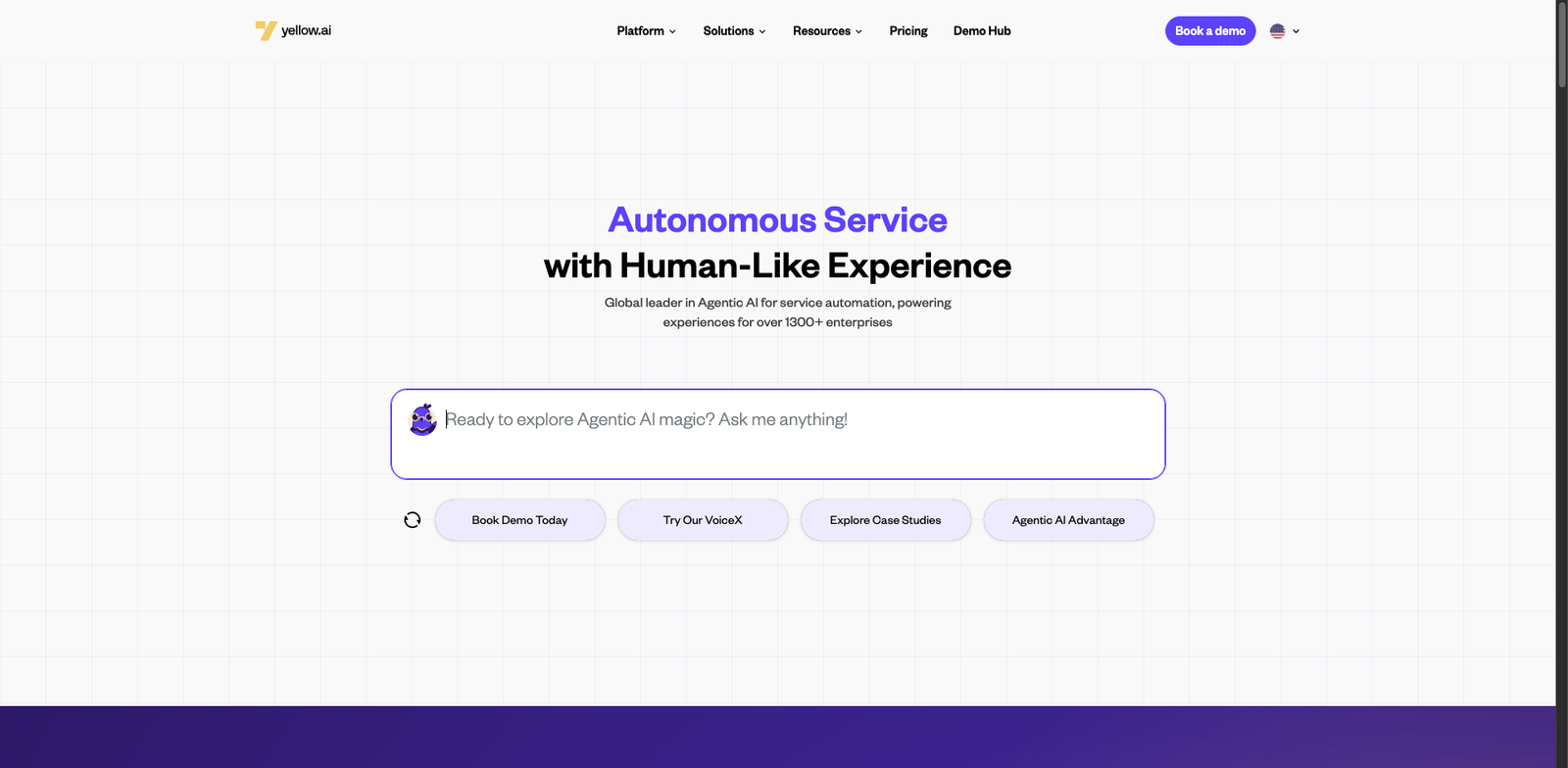 Yellow.ai Voicebot homepage
