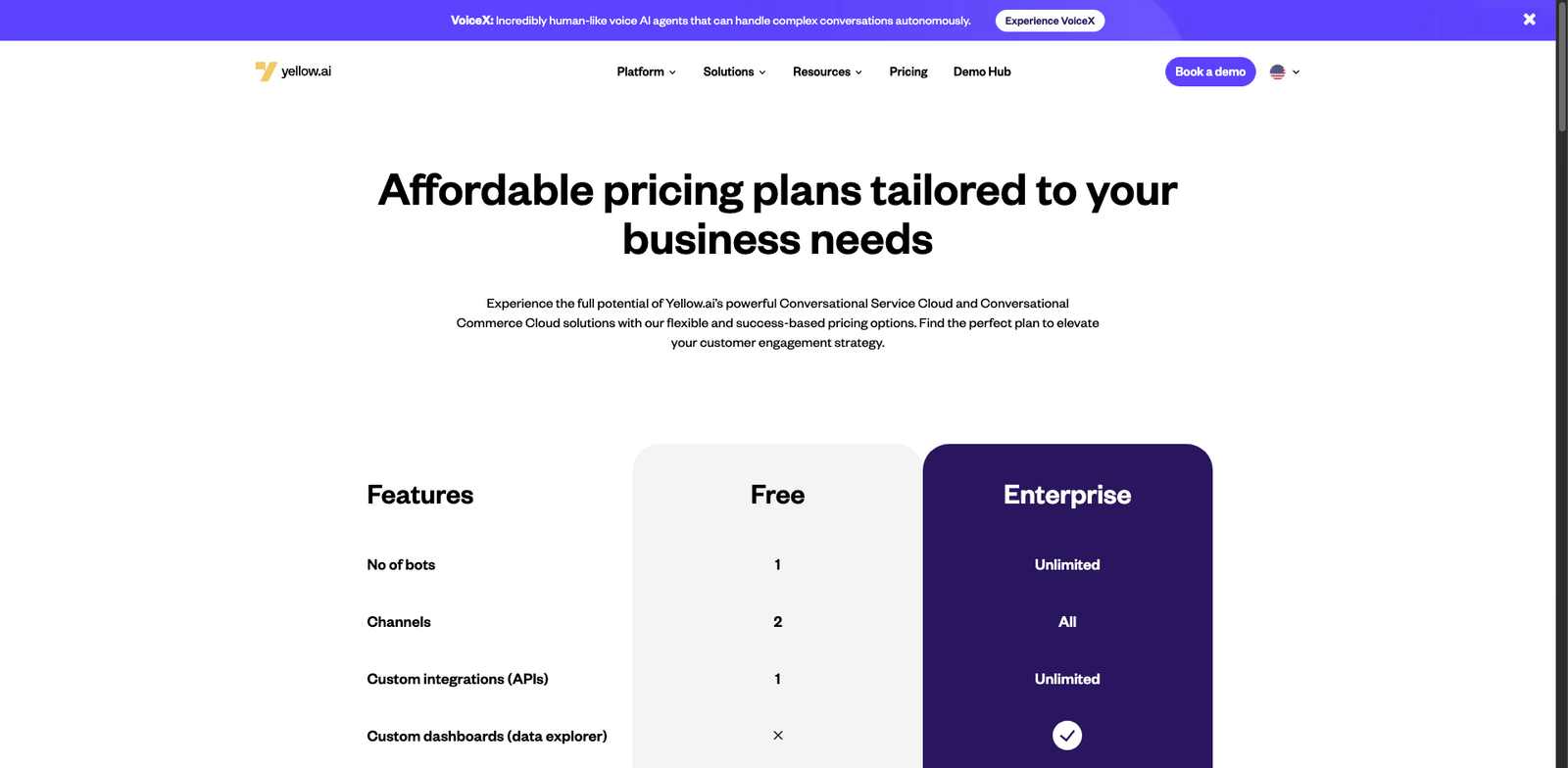 Yellow.ai Voicebot pricing