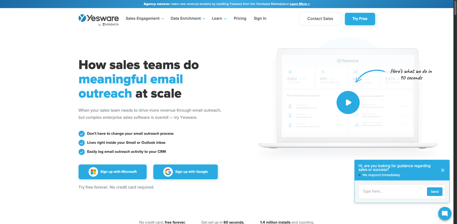 Yesware Campaigns homepage
