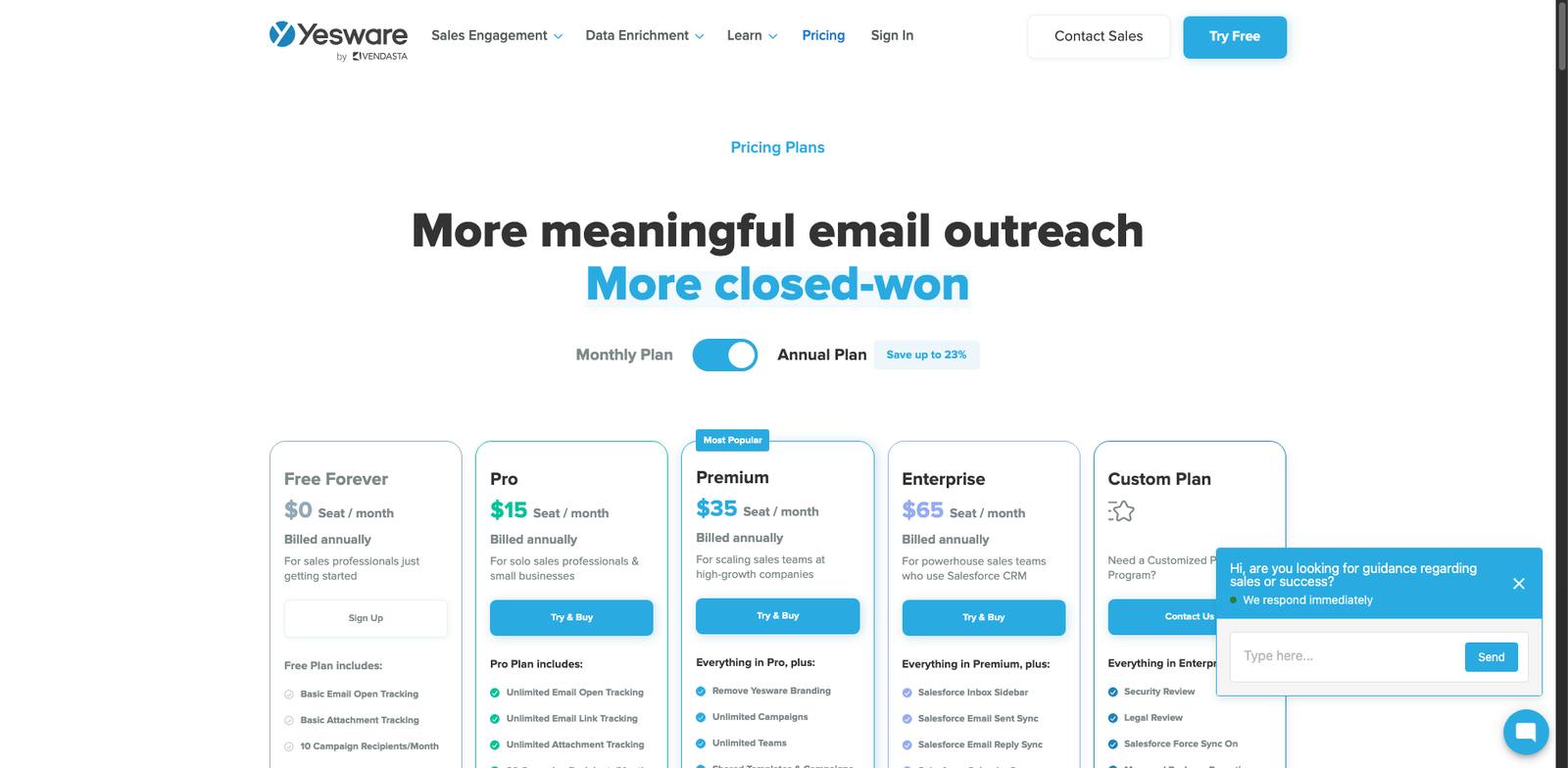 Yesware Campaigns pricing