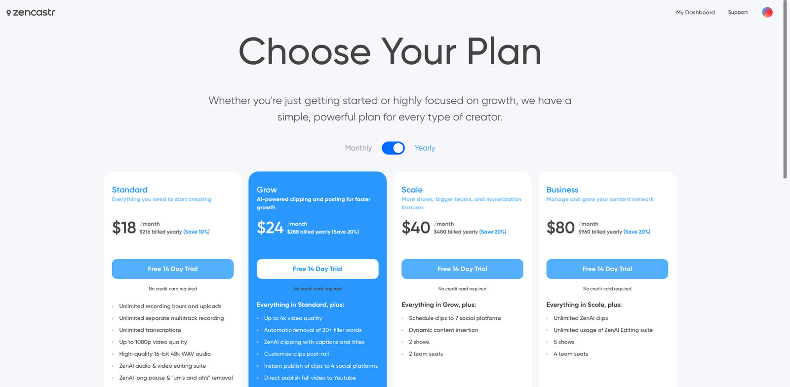 Zencastr AI Post-pro pricing