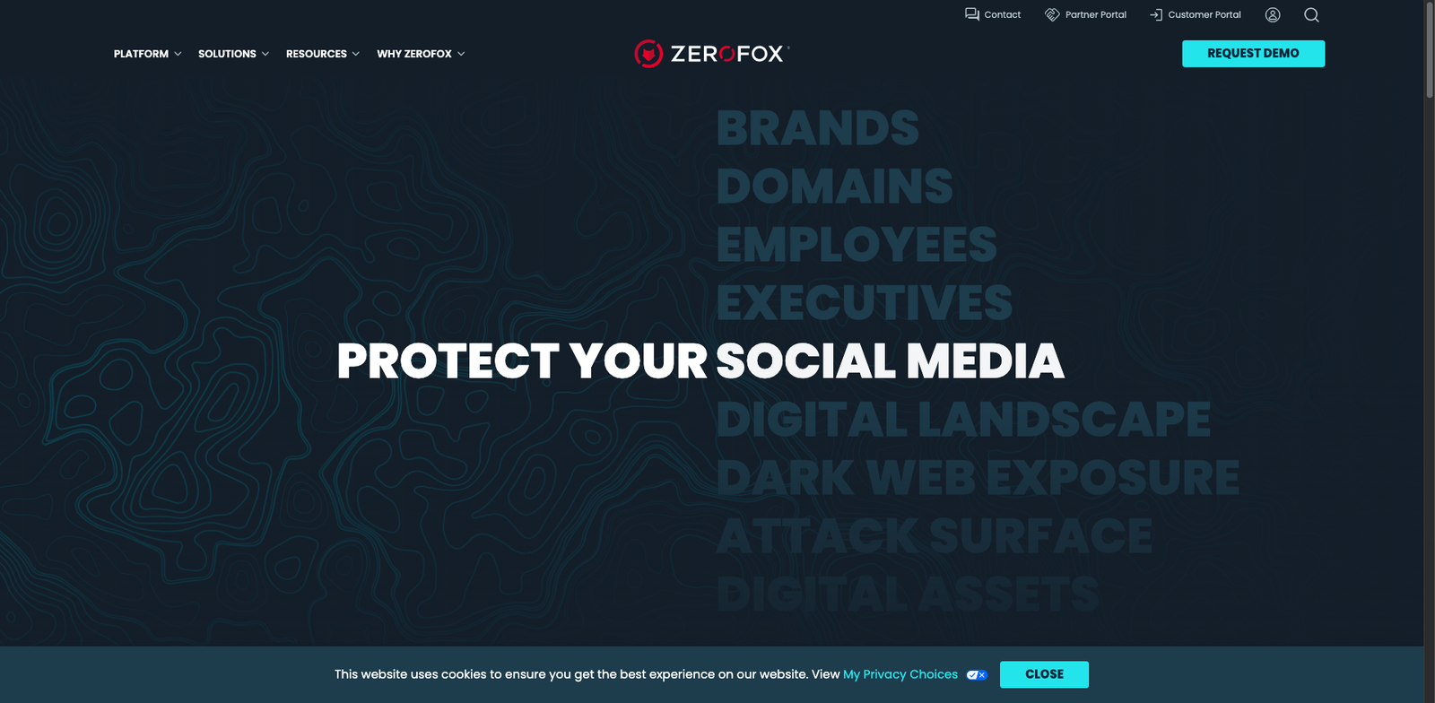 ZeroFox homepage